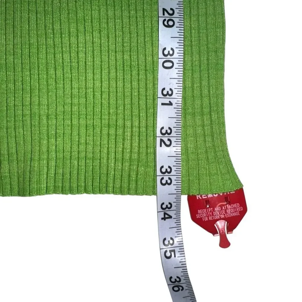 NWT Helmut Lang Marl Long Sleeve Ribbed Green Mini Dress in Lawn SMALL